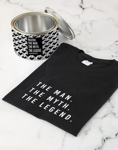 Personalised Man Myth Legend T Shirt Tin