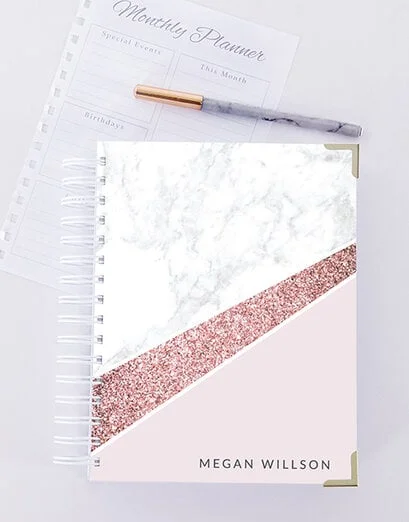 Personalised Marble And Glitter Journal