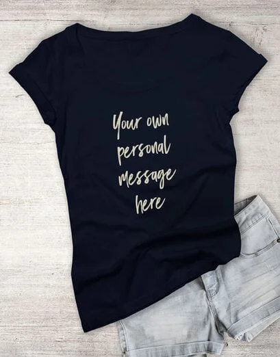 Personalised Message Script Navy Ladies T Shirt - Product image