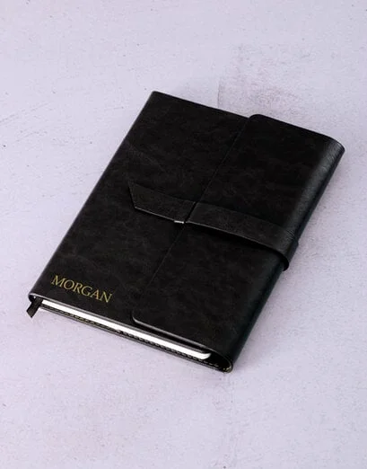 Personalised Name Black Leatherette Notebook - Product image