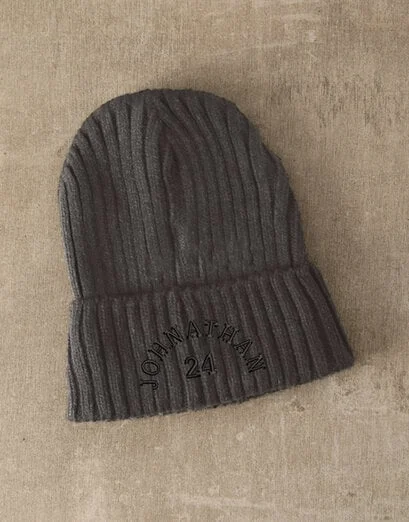Personalised Name Grey Beanie - Product image