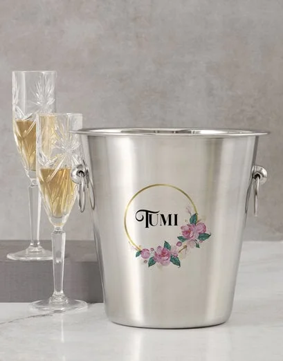 Personalised Name In Floral Design Ice Bucket - Product image