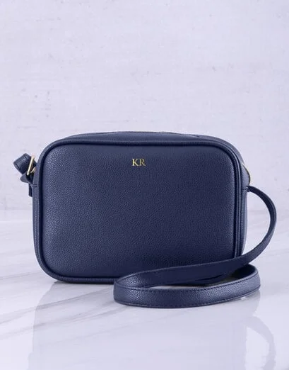 Personalised Navy Boxy Cross Body Bag - Product image