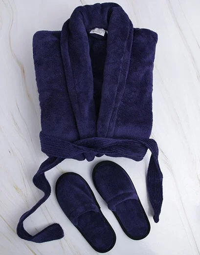 Personalised Navy Fleece Gown And Slipper Set - Product image