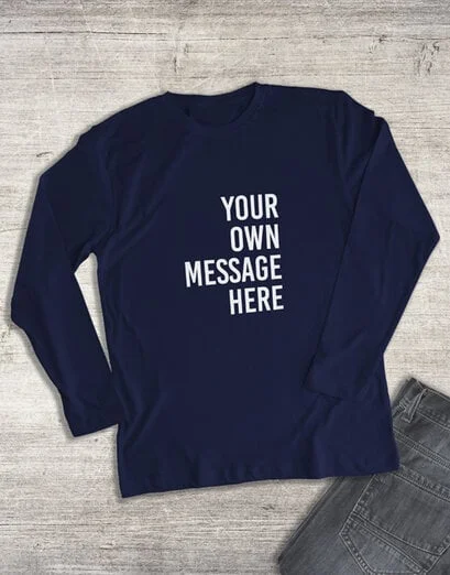 Personalised Navy Ladies Long Sleeve Shirt - Product image