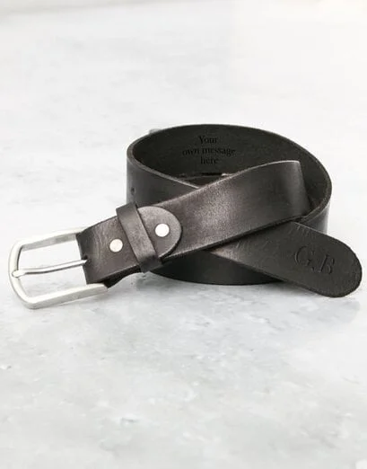 Personalised Note Black Leather Belt - Product image