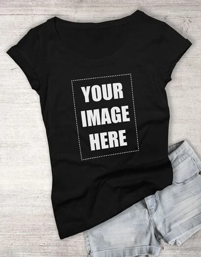 Personalised Own Image Ladies Black T Shirt - Product image