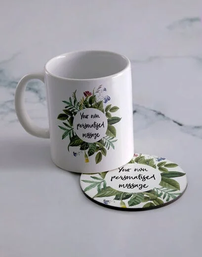 Personalised Own Message Mug And Coaster Set - Product image