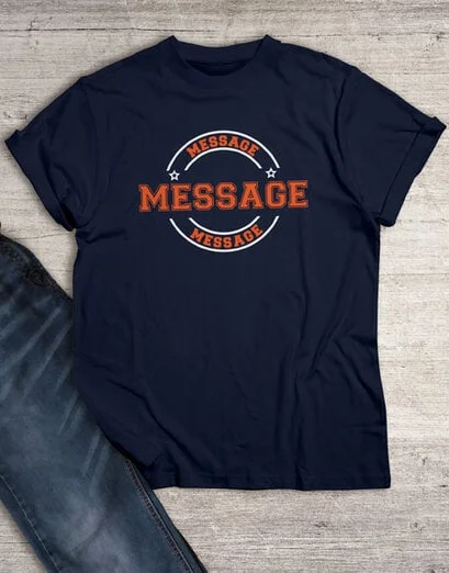 Personalised Own Message Stamp Navy T Shirt - Product image