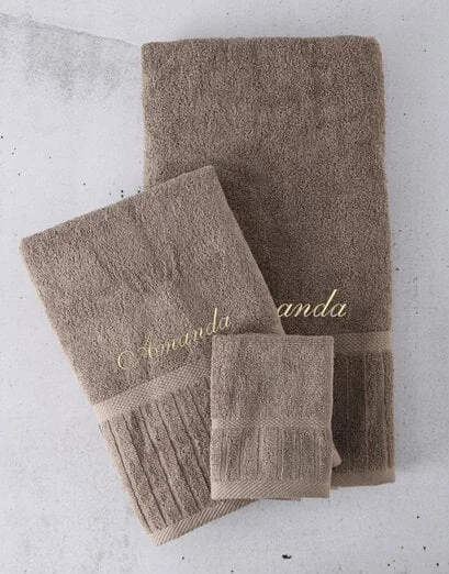 Personalised Pebble And Gold Towel Set