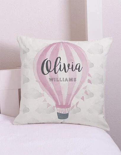 Personalised Pink Air Balloon Scatter Cushion - Product image