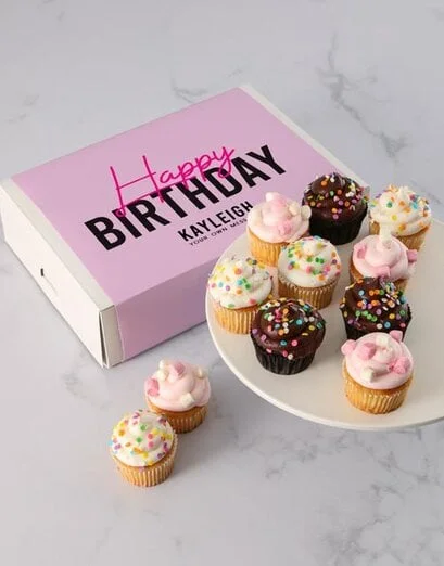 Personalised Pink Birthday Cupcakes - Product image