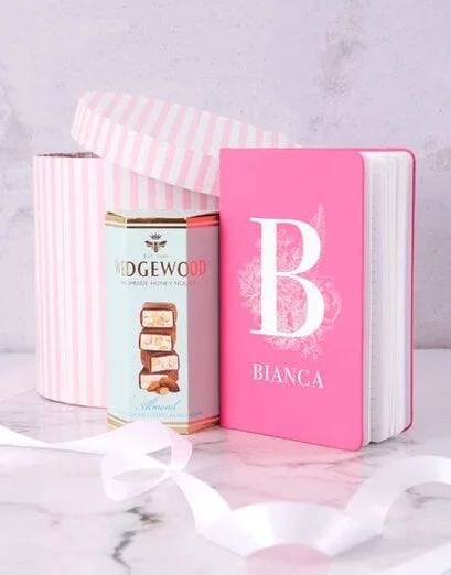 Personalised Pink Botanical Initial Notebook - Product image