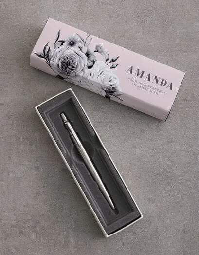 Personalised Pink Floral Parker Pen Gift Set - Product image