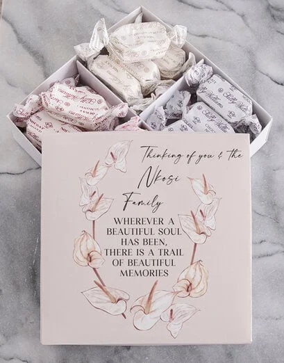 Personalised Pink Lily Sympathy Nougat Box - Product image