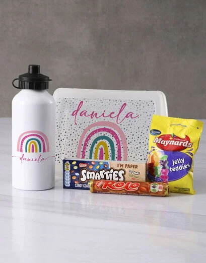 Personalised Pretty Rainbow Lunch Box
