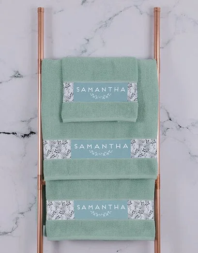 Personalised Protea Aquamarine Towel Set - Product image