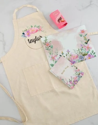 Personalised Purple Flower Name Apron - Product image