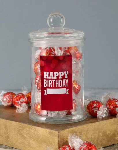 Personalised Red Birthday Lindt Candy Jar - Product image