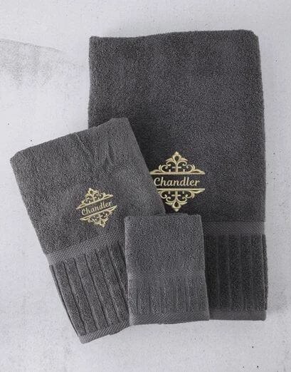 Personalised Regata Charcoal Towel Set - Product image