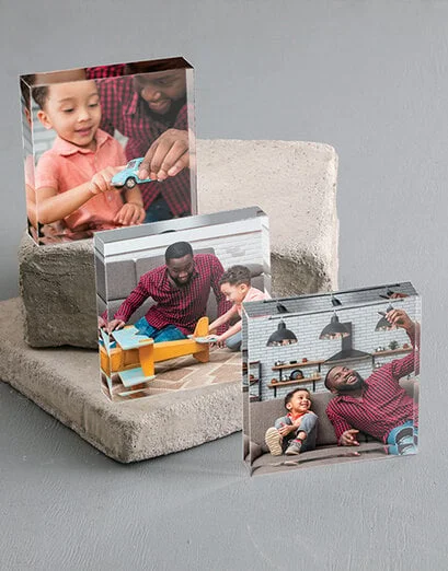 Personalised Set of 3 Acrylic Photo Blocks - Product image