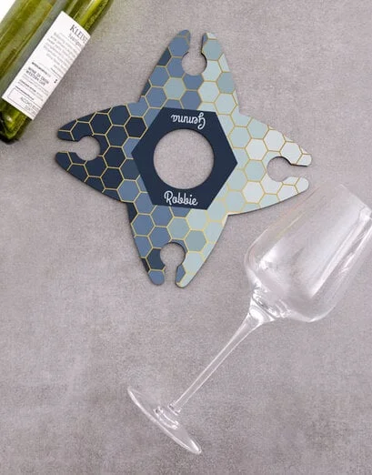 Personalised Shapes Wine Glass And Bottle Holder - Product image