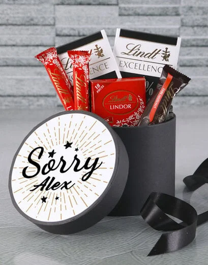 Personalised Sorry Lindt Hat Box