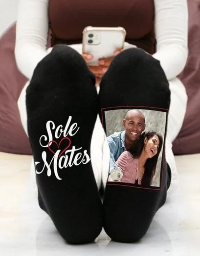 Personalised Soul Mates Heart Photo Socks