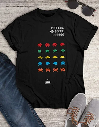 Personalised Space Invaders T Shirt - Product image