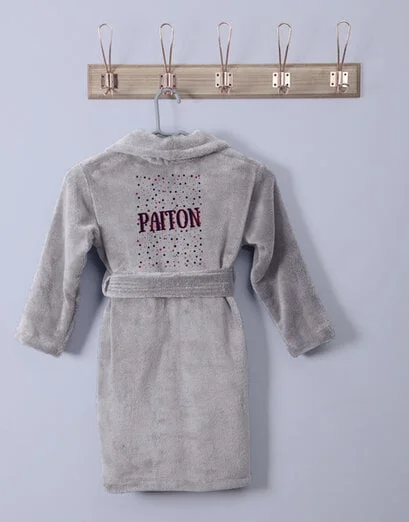 Personalised Stars Grey Fleece Gown