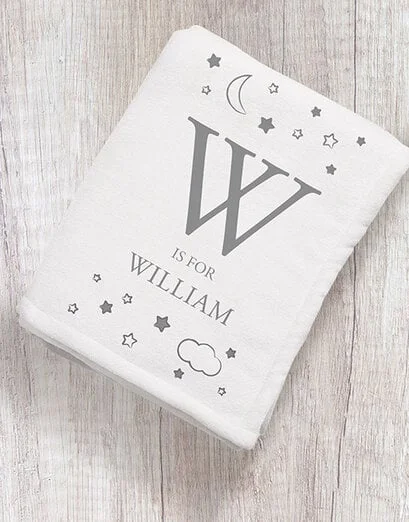 Personalised Stars Initial and Name Fleece Blanket - Product image