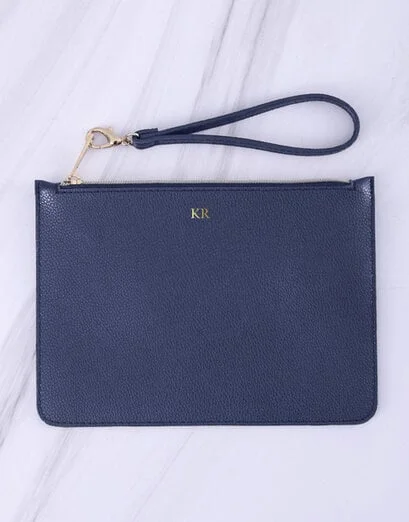 Personalised Stylish Navy Slim Pouch - Product image