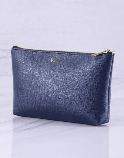 Personalised Stylish Navy Soft Pouch - Product image
