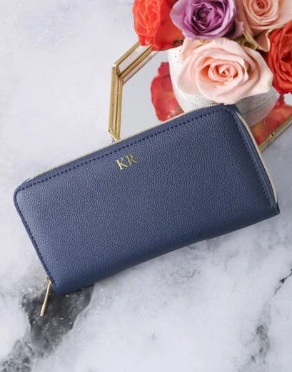 Personalised Stylish Navy Zip Purse - Product image