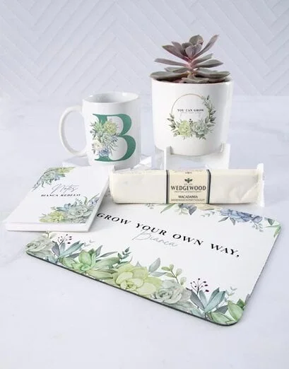 Personalised Succulent Stationery Hamper - Product image