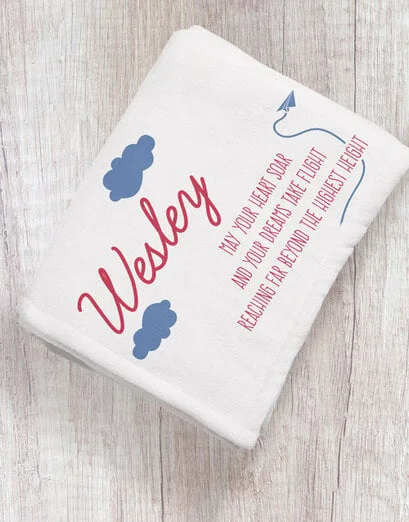 Personalised Take Flight Baby Fleece Blanket - Product image