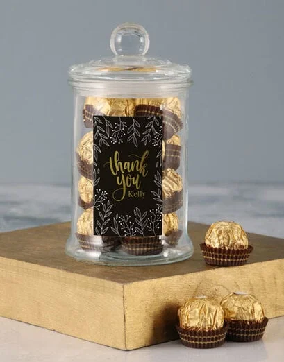 Personalised Thank You Gold Ferrero Candy Jar - Product image