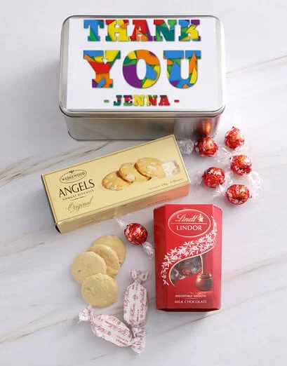 Personalised Thank You In Colour Snack Tin - Product image