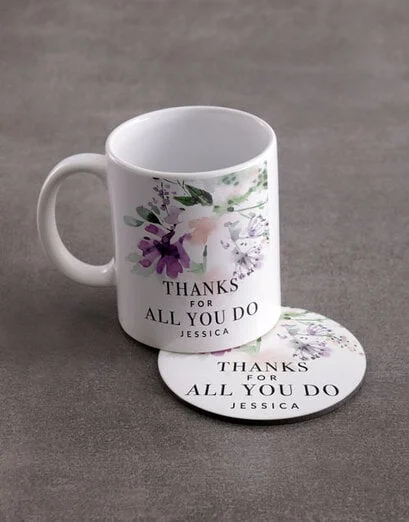 Personalised Thank You Mug And Coaster Set - Product image