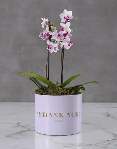 Personalised Thank You Orchid Hat Box - Product image