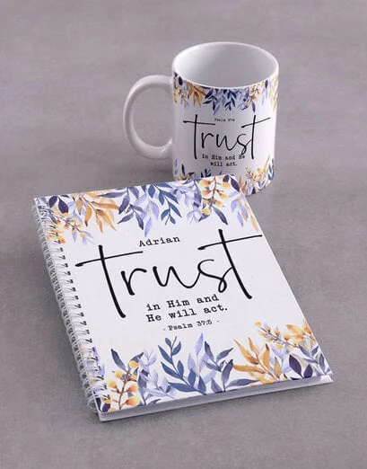 Personalised Trust in Him Mug And Notebook - Product image