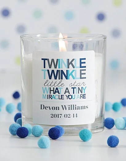Personalised Twinkle Twinkle Baby Boy Candle - Product image
