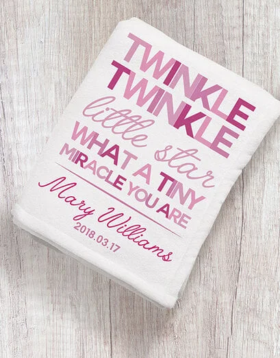 Personalised Twinkle Twinkle Girl Fleece Blanket - Product image