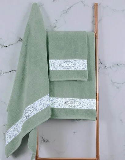 Personalised Vintage Aquamarine Towel Set - Product image