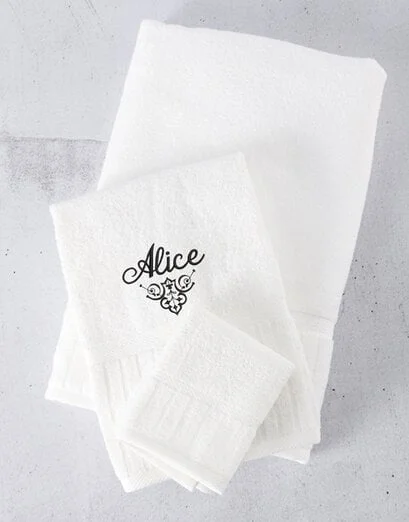 Personalised White And Black Towel Set - Product image
