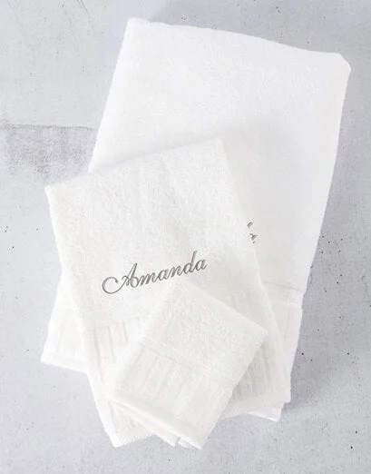 Personalised White And Silver Towel Set - Product image