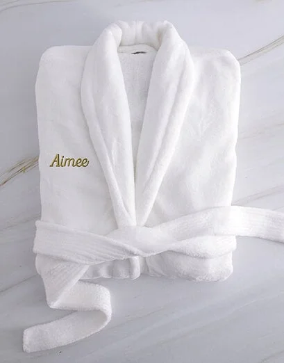 Personalised White Gown with Gold Embroidery - Product image