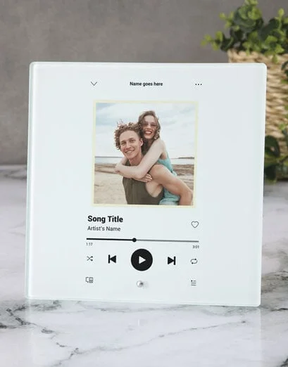 Personalised White Song Photo Glass Tile