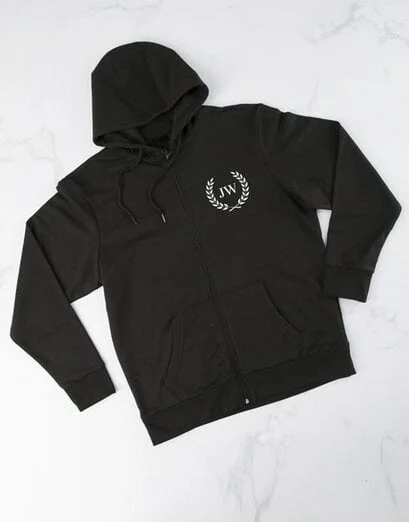 Personalised Wreath Black Zip Up Hoodie - Product image