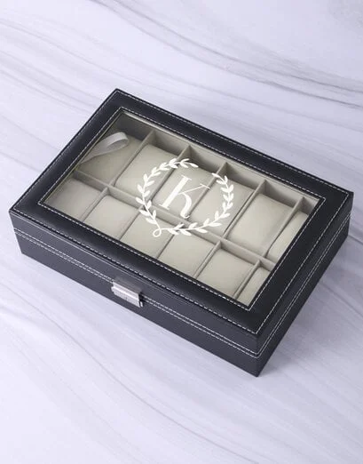 Personalised Wreath Monogram Watch Box - Product image